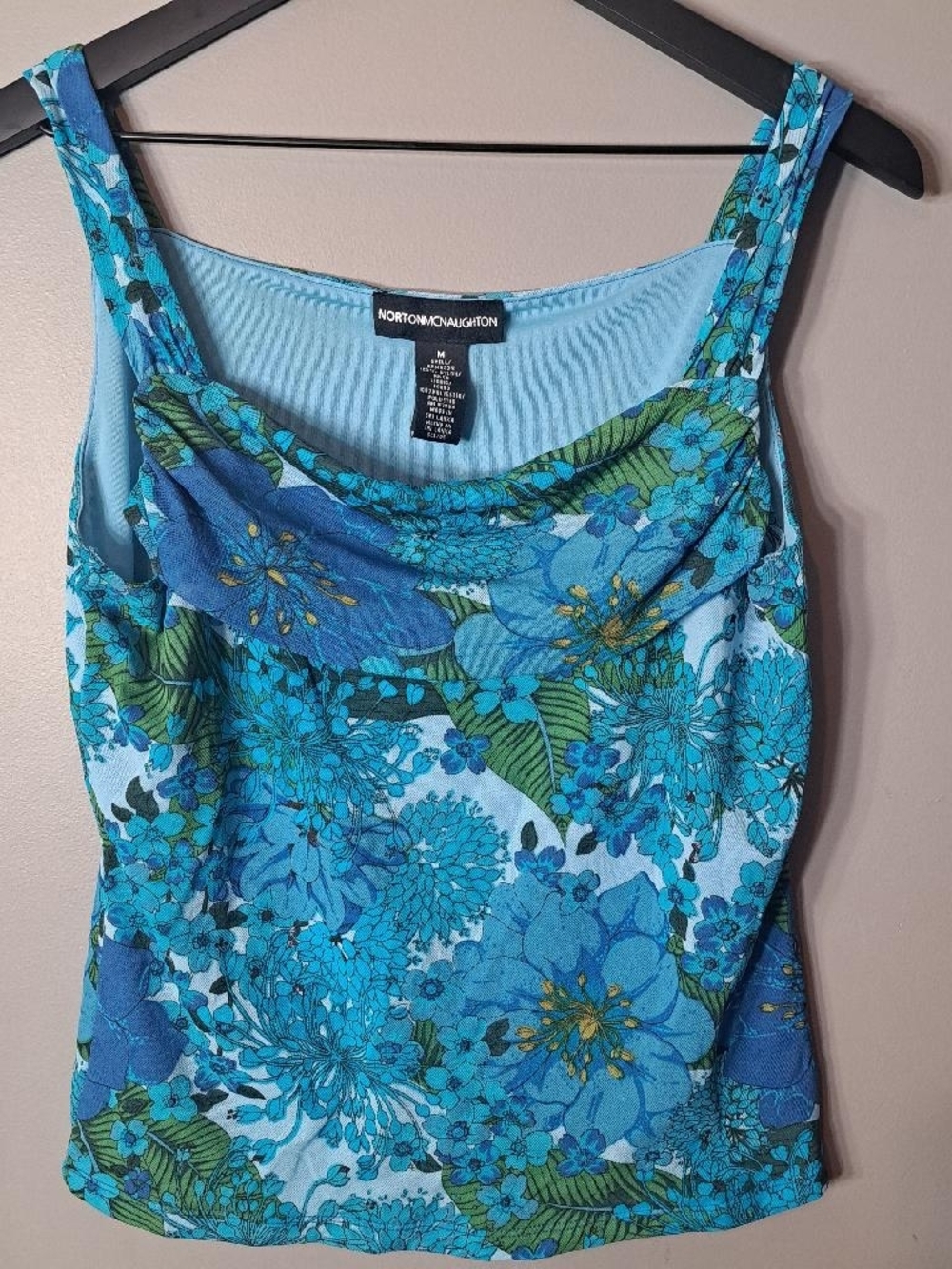 Norton McNaughton Blue Floral Skirt Set 90's Skirt And Blouse Flowy - Picture 4 of 7